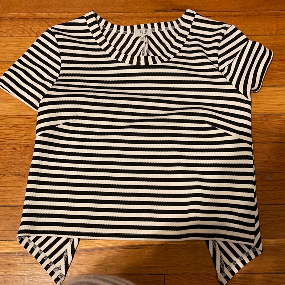 TOBI Black and White striped Top with open back
